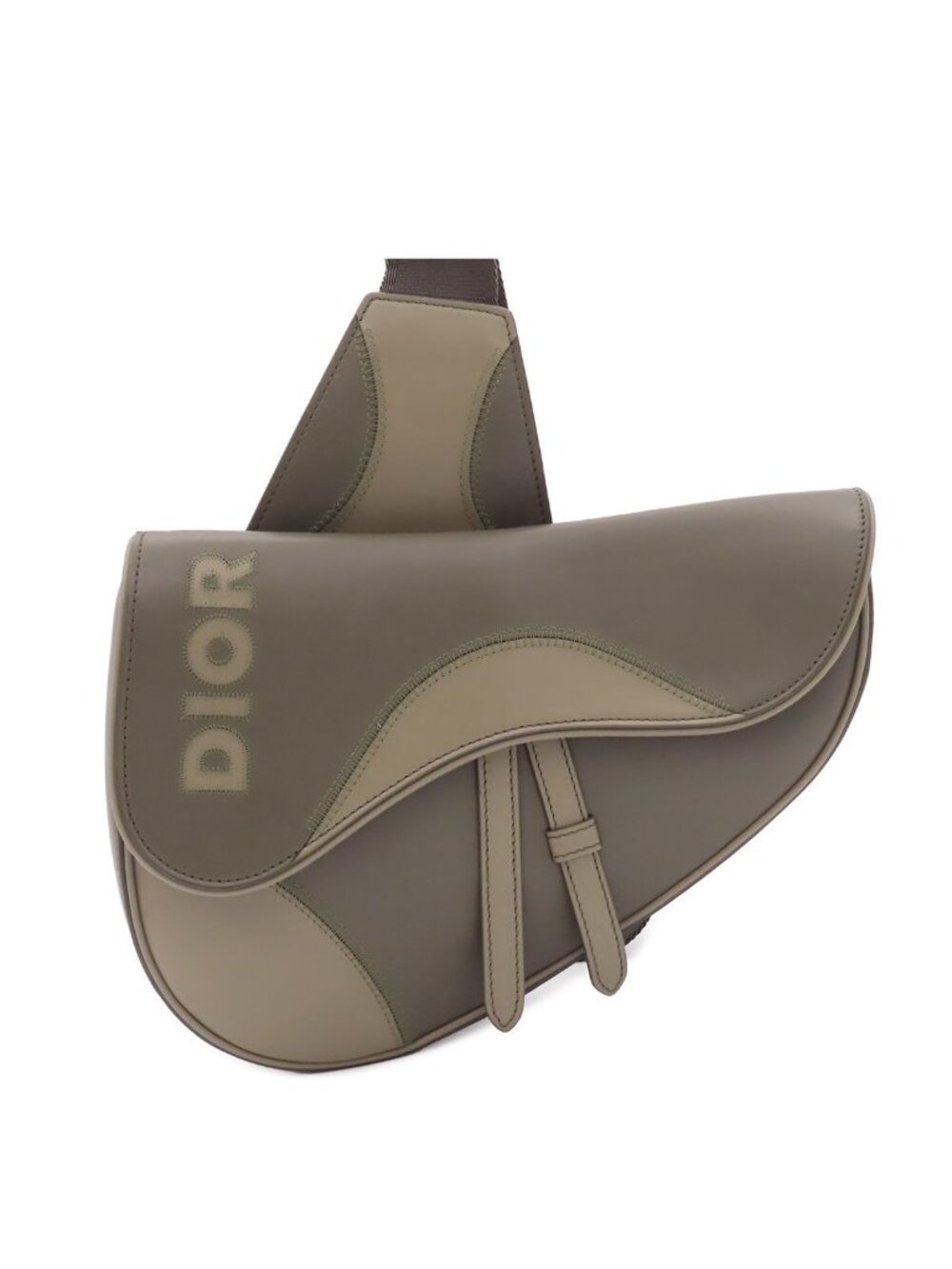 Dior Saddle Bag Khaki Leather Logo